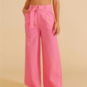 Mink pink linen wide leg pant small